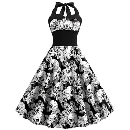 Bettina | Midi -jurk met schedelprinting