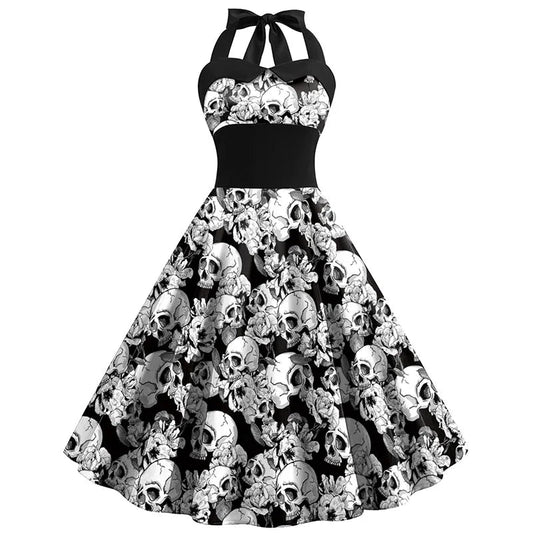 Bettina | Midi -jurk met schedelprinting