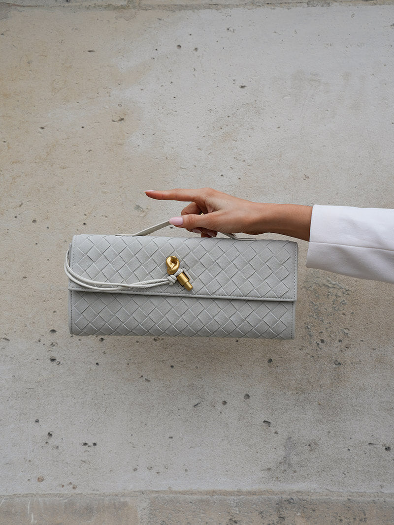 Gevlochten Clutch van Kunstleer voor Vrouw