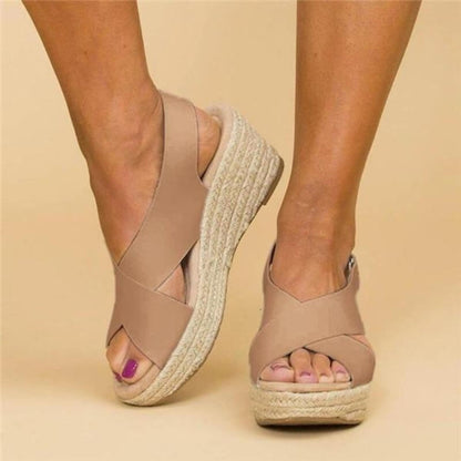 Zomersandalen met Sleehak en Kruisbanden voor Vrouw