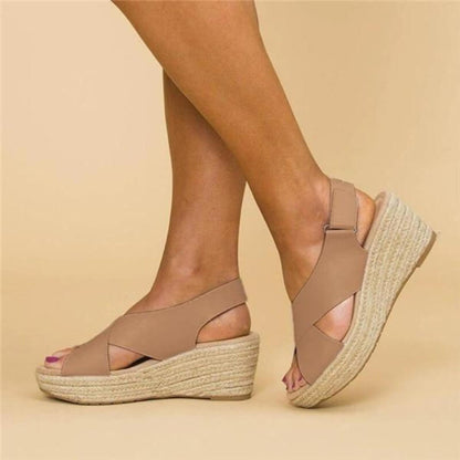 Zomersandalen met Sleehak en Kruisbanden voor Vrouw