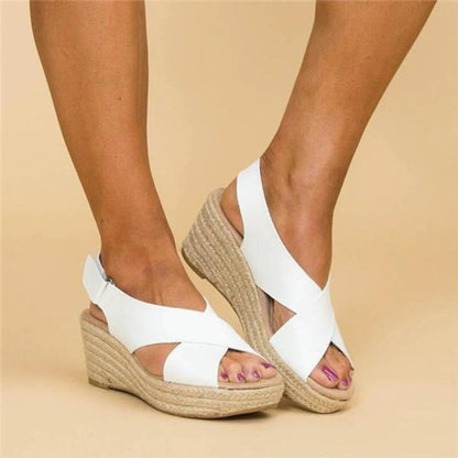 Zomersandalen met Sleehak en Kruisbanden voor Vrouw