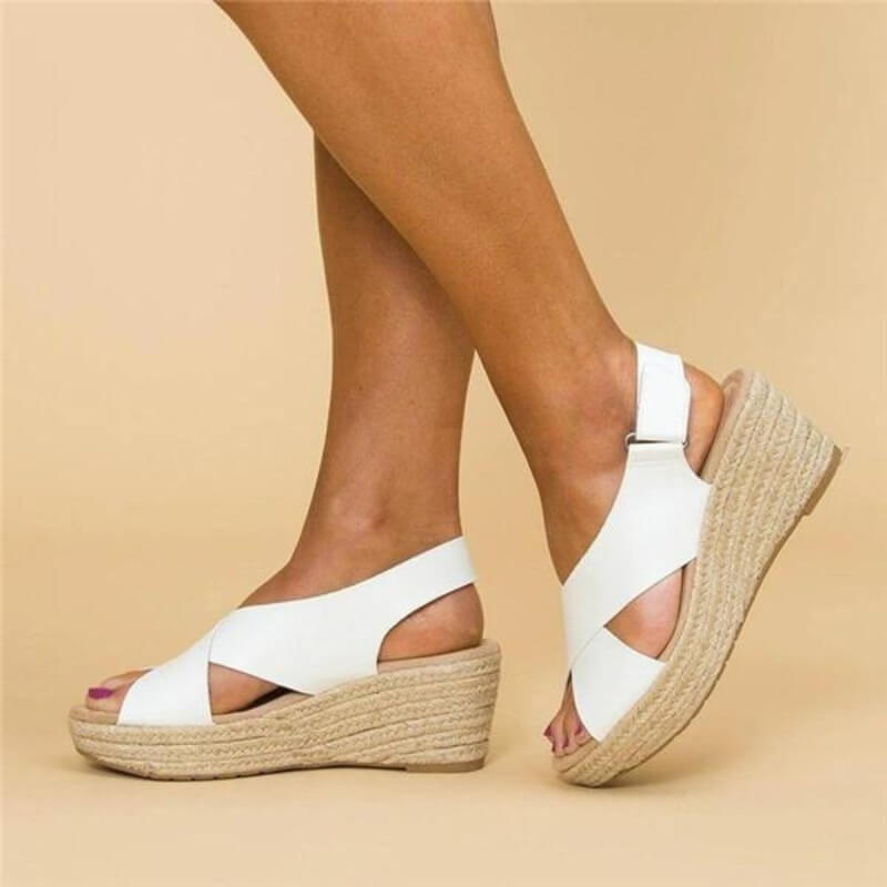 Zomersandalen met Sleehak en Kruisbanden voor Vrouw