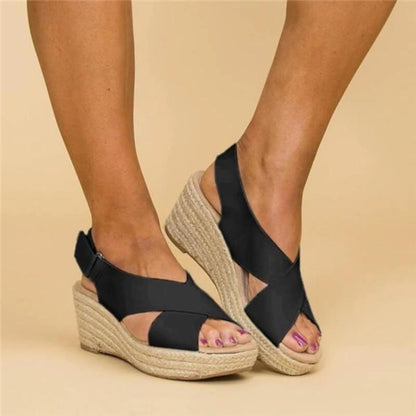 Zomersandalen met Sleehak en Kruisbanden voor Vrouw