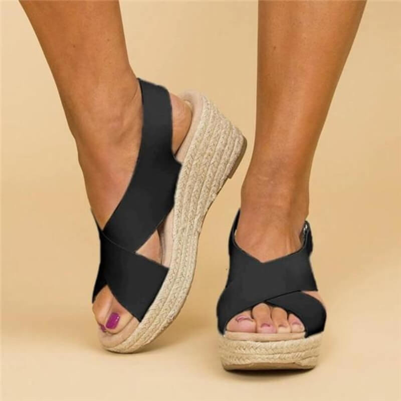 Zomersandalen met Sleehak en Kruisbanden voor Vrouw