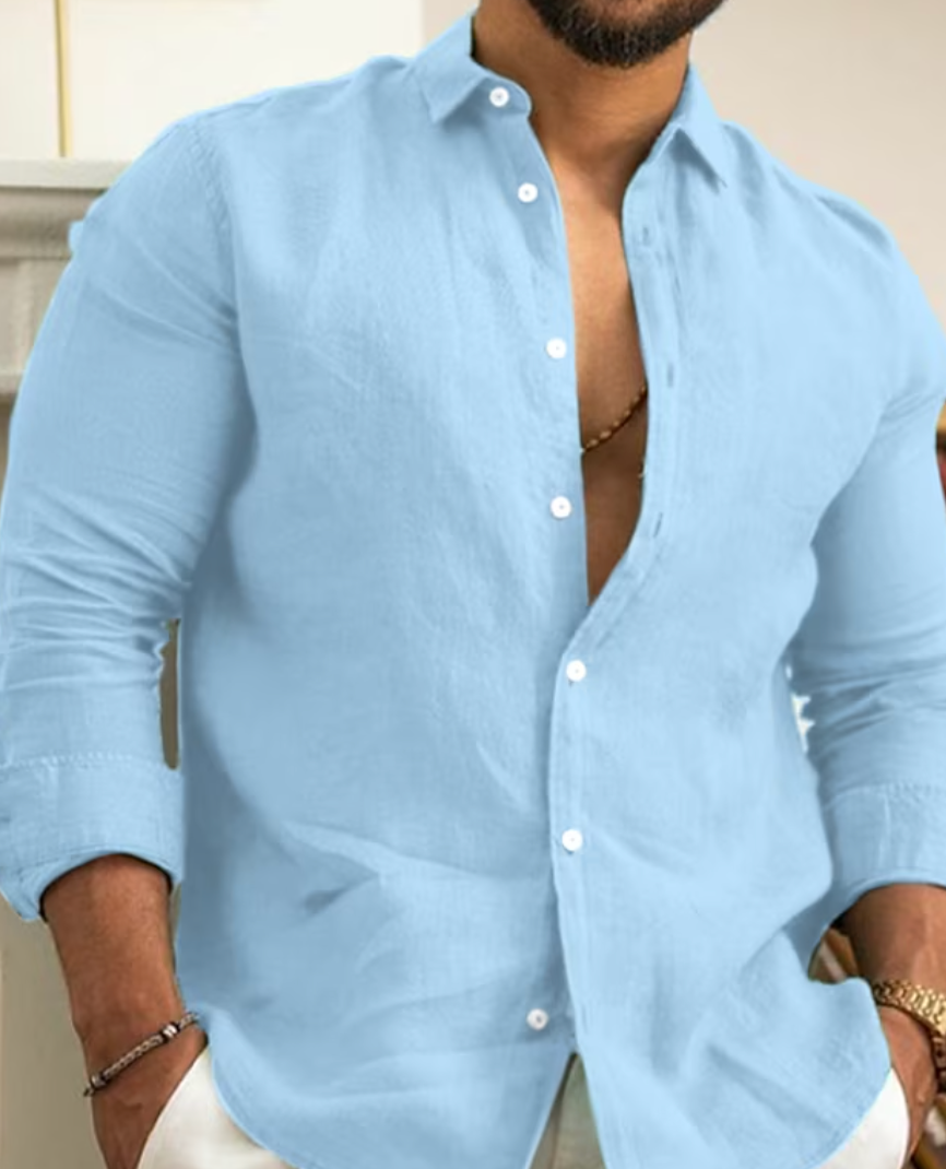 Linnen Overhemd Heren Casual Trendy Kwaliteit