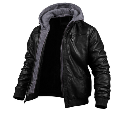 Leren Winterjas met Capuchon voor Heren