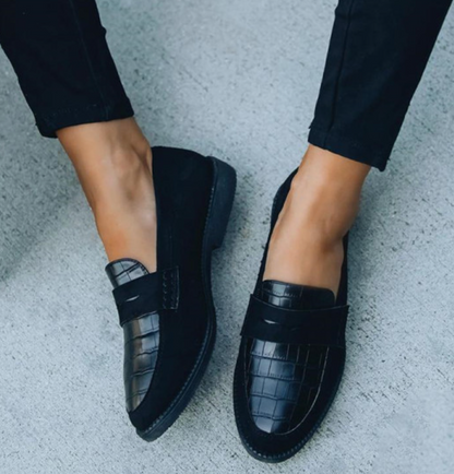 Dames Loafers Suède Casual Krokodil Print Schoenen