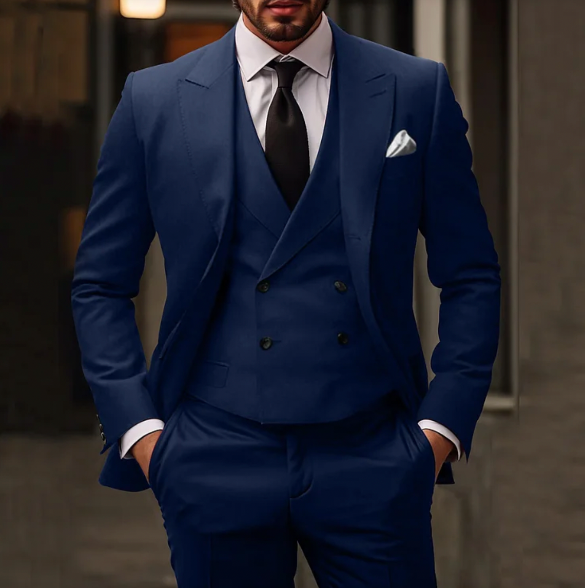 Herenpak 3-delig Slim Fit Blazer Gilet Broek