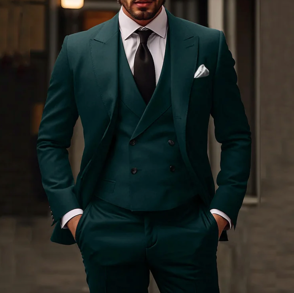 Herenpak 3-delig Slim Fit Blazer Gilet Broek