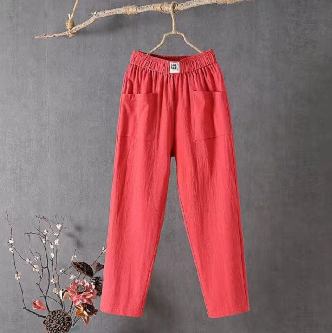Linnen Broek Elastische Band Zomerse Fit