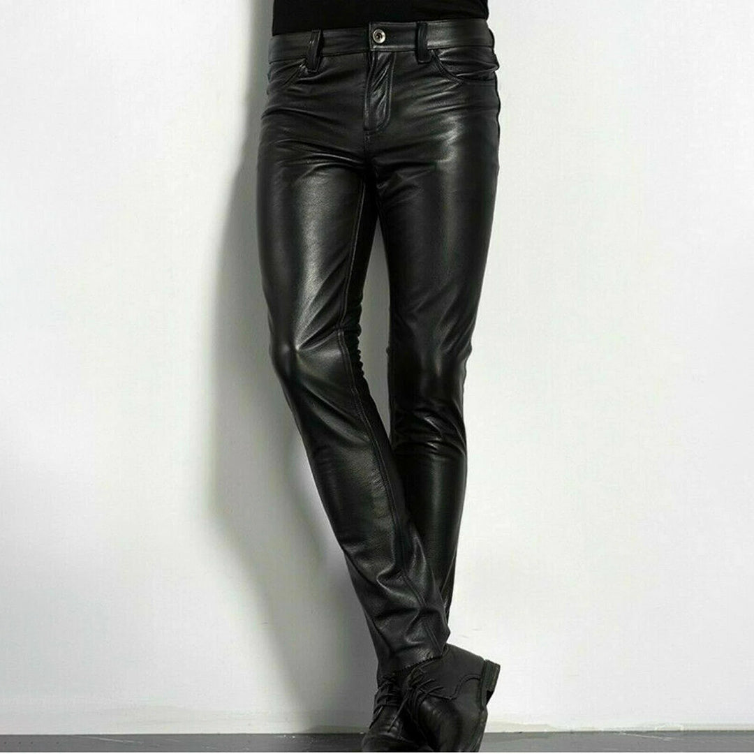 Heren Imitatieleer Broek Slim Fit Design