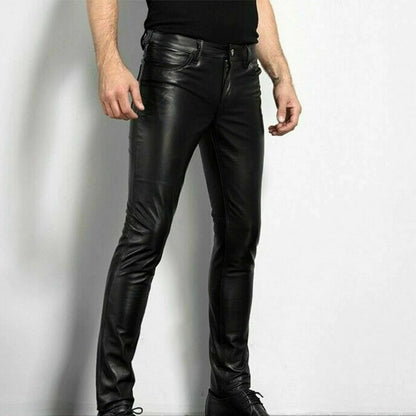 Heren Imitatieleer Broek Slim Fit Design - Mode Vibes