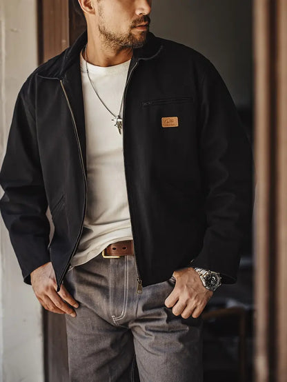 Heren Bomberjack Casual Zwart Leer