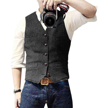Heren Gilet Blauw Denim Stijlvol Mason