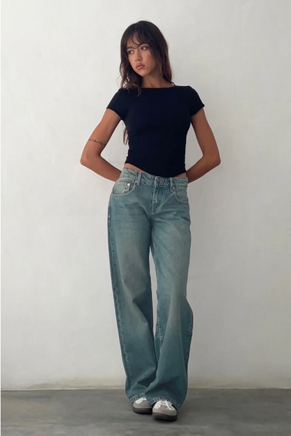 Roxy Low-Rise Jeans Comfortabel Stretch Denim Y2K Stijl