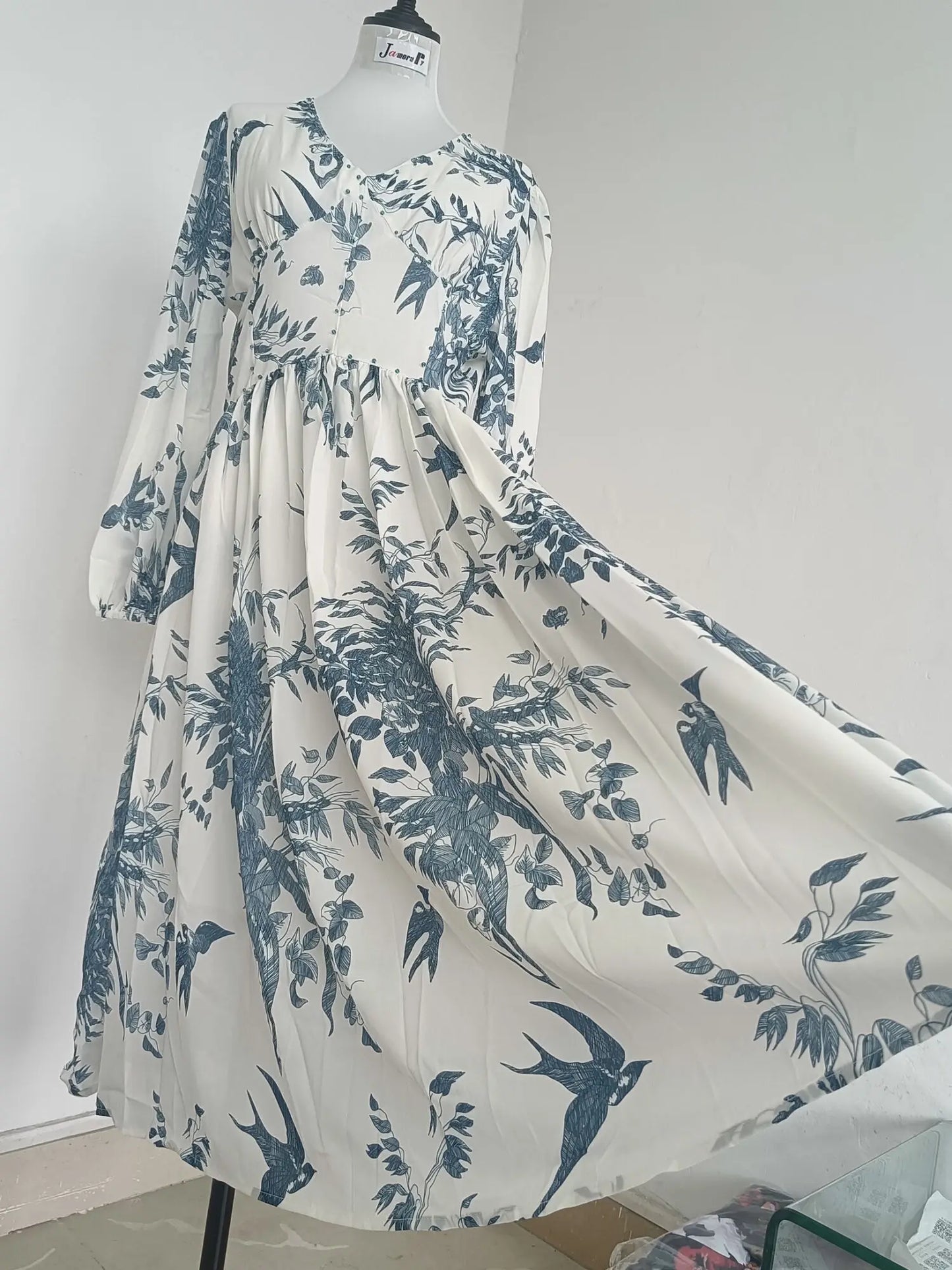 Bloemenjurk Met Lantaarnmouwen van ElegantChic