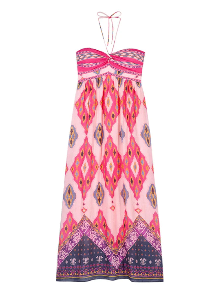 Gleeter Glamour Floral Halter Dress
