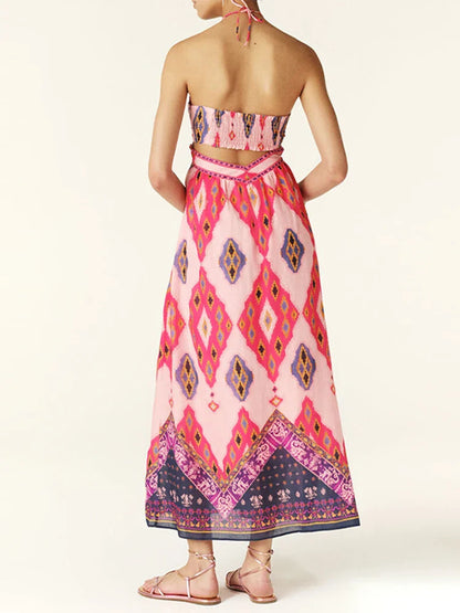 Gleeter Glamour Floral Halter Dress