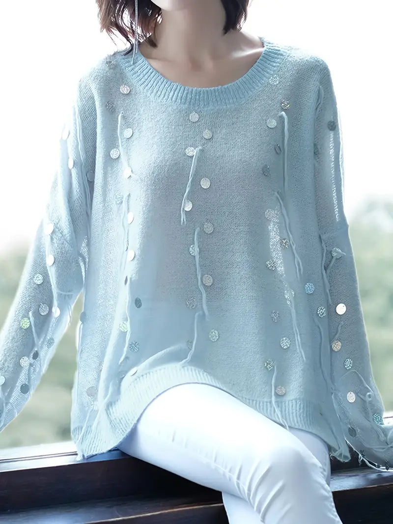 Vrouwen Trui met Metallic Glans Effect