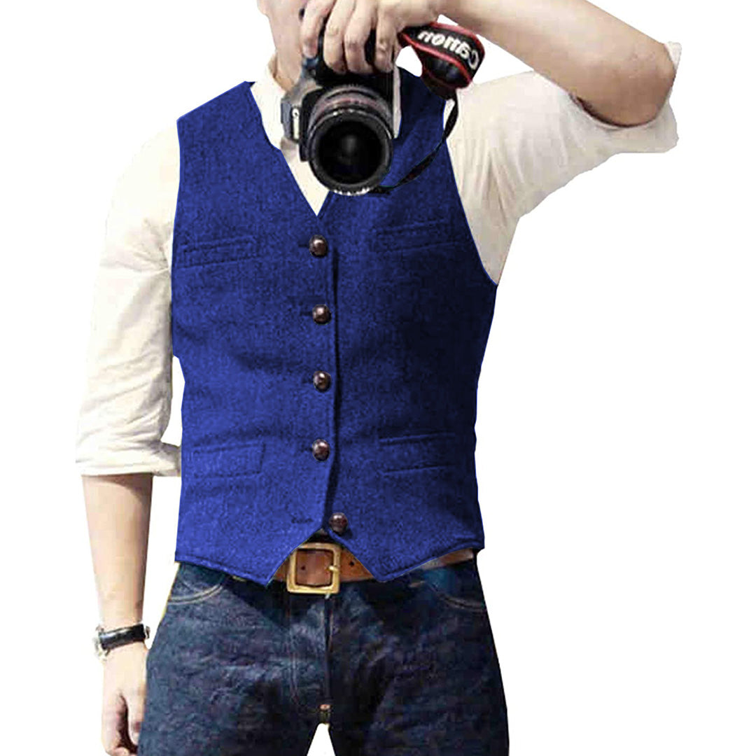 Heren Gilet Blauw Denim Stijlvol Mason