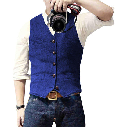 Heren Gilet Blauw Denim Stijlvol Mason