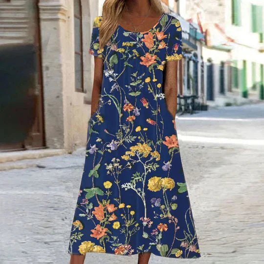 Bohemien Zomerjurk Bloemenprint Vrouwelijk Model