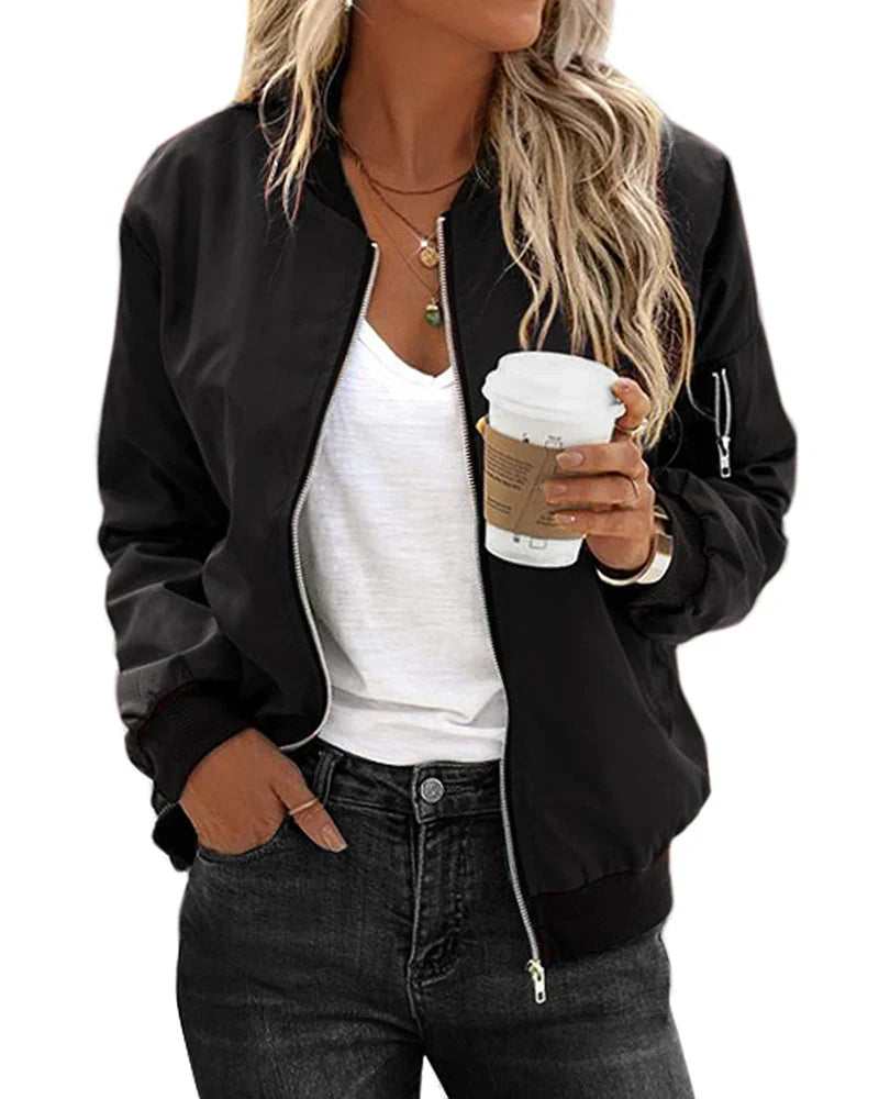 Dames Bomberjack Met Zakken Comfortabele Fit - Mode Vibes
