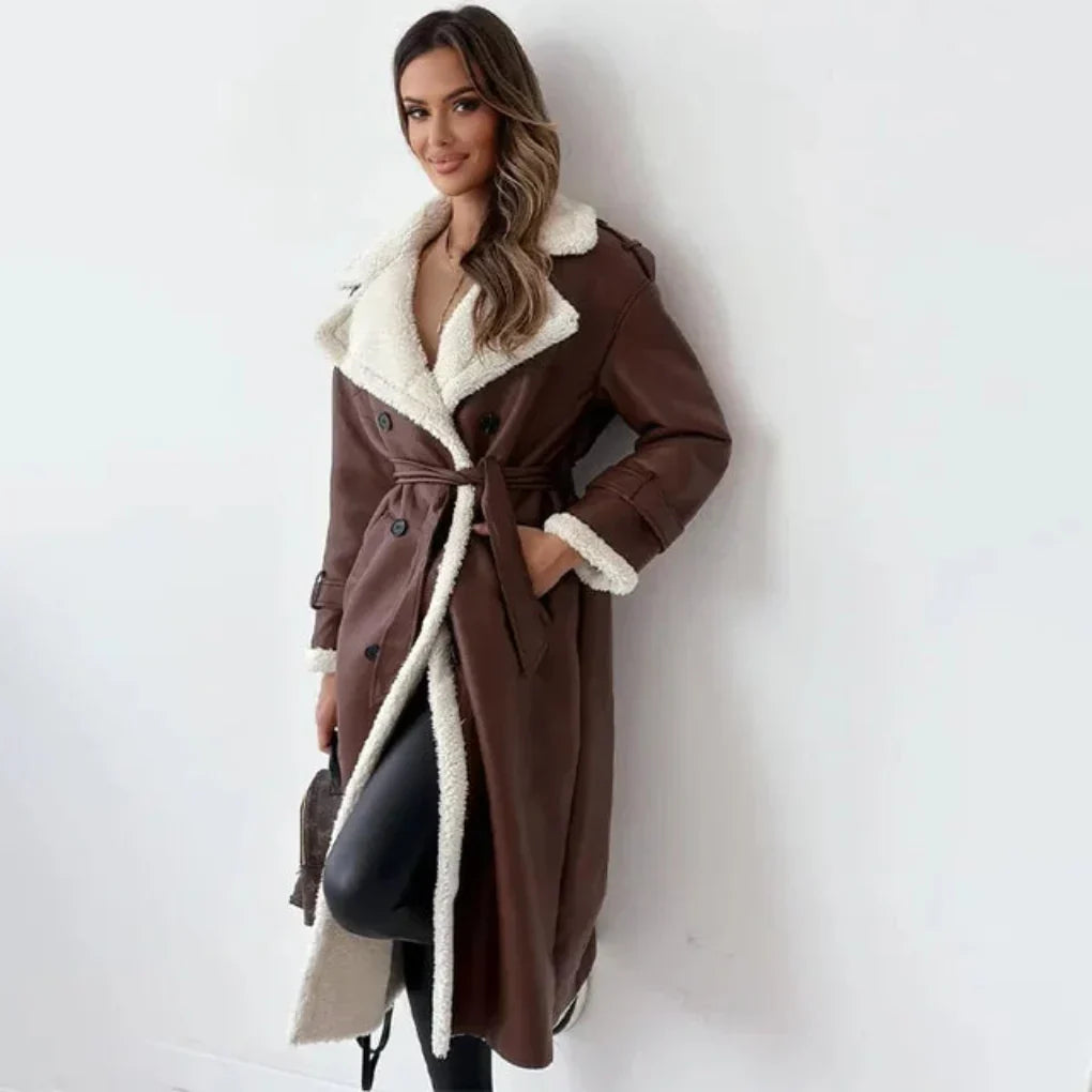 Dames Berber Coat Lange Lamicoat Jas Warm en Comfortabel