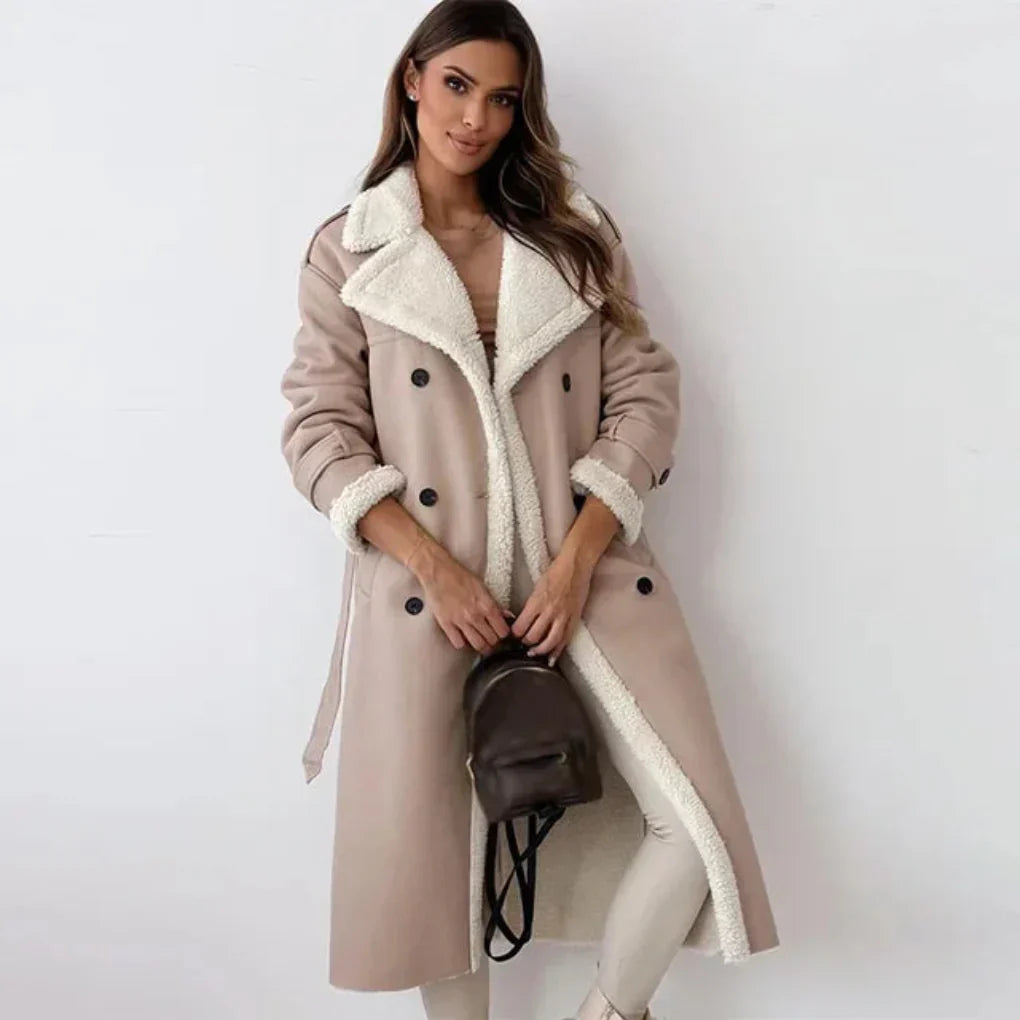 Dames Berber Coat Lange Lamicoat Jas Warm en Comfortabel