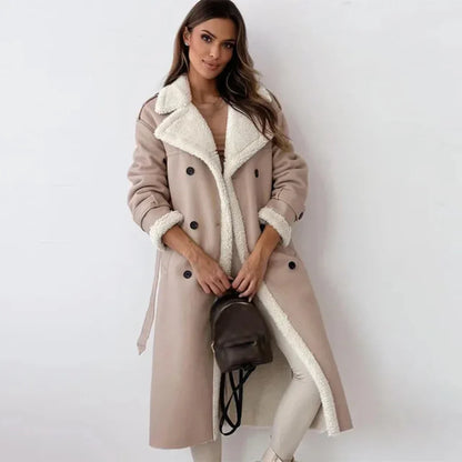 Dames Berber Coat Lange Lamicoat Jas Warm en Comfortabel