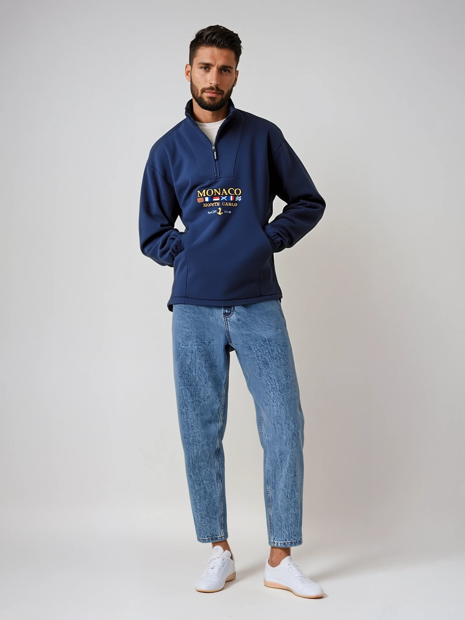 Heren Fleece Trui met Ritskraag Warm en Klassiek - Mode Vibes