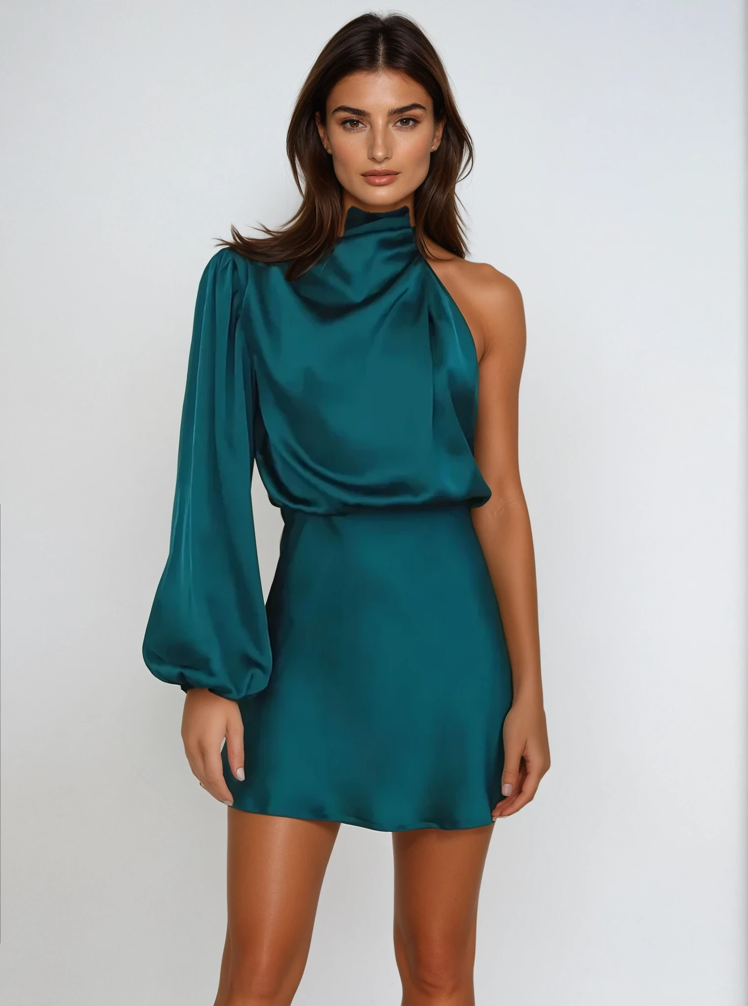 Elegante Asymmetrische Avondjurk van Satijn - Mode Vibes
