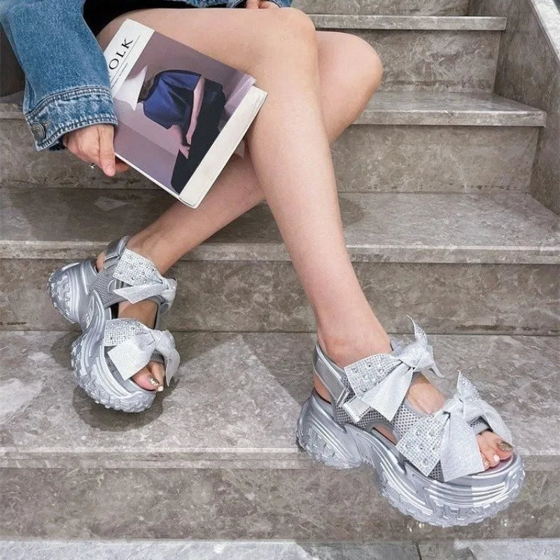 Soleil Luxe Dikke Zool Bling Sandalen