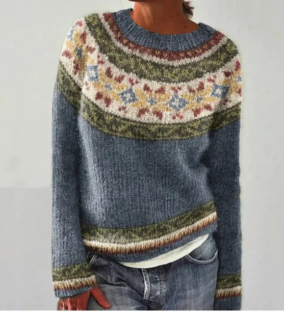 Gebreide Trui Scandinavisch Patroon Kleurrijk Warm