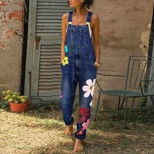 Bregje | Spijker Jumpsuit – Elegant, Bloemenpatroon &amp; Comfortabel 0