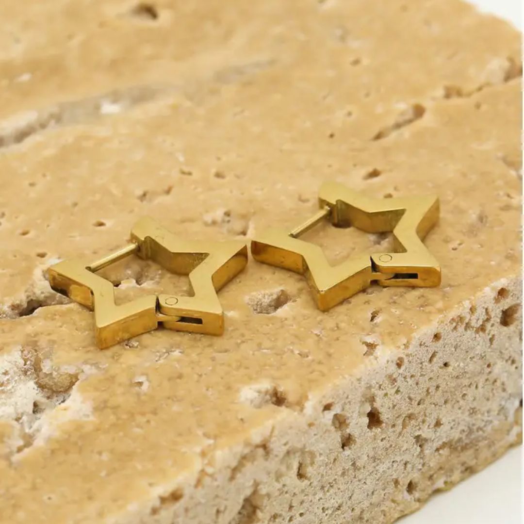 Gouden Oorbellen Ster Vorm Hypoallergeen Stijlvol