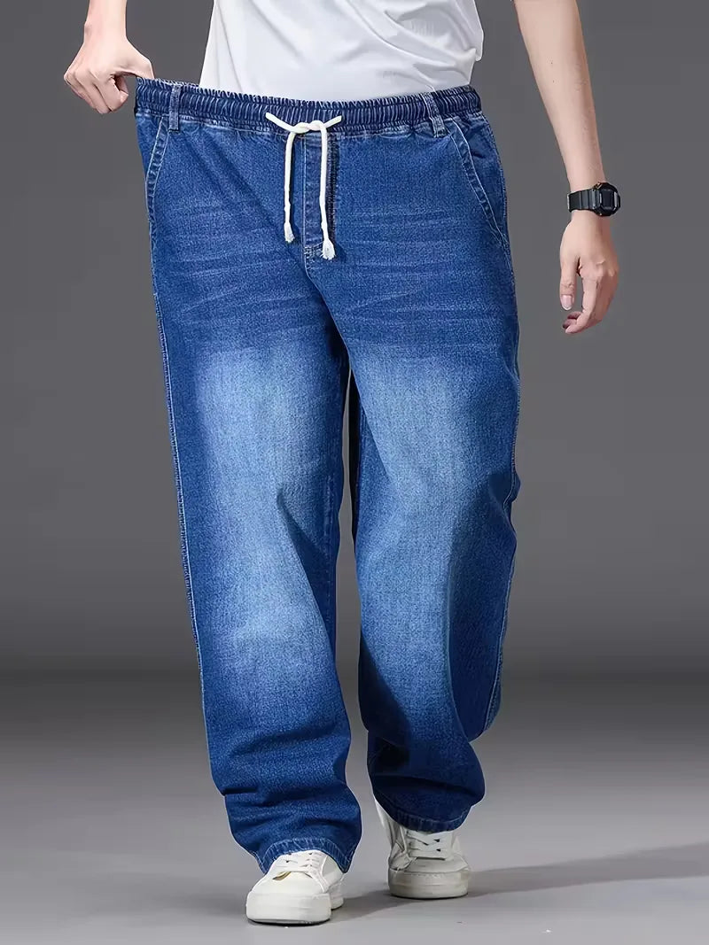 Heren Broek Elastiek Losse Fit Denim - Mode Vibes