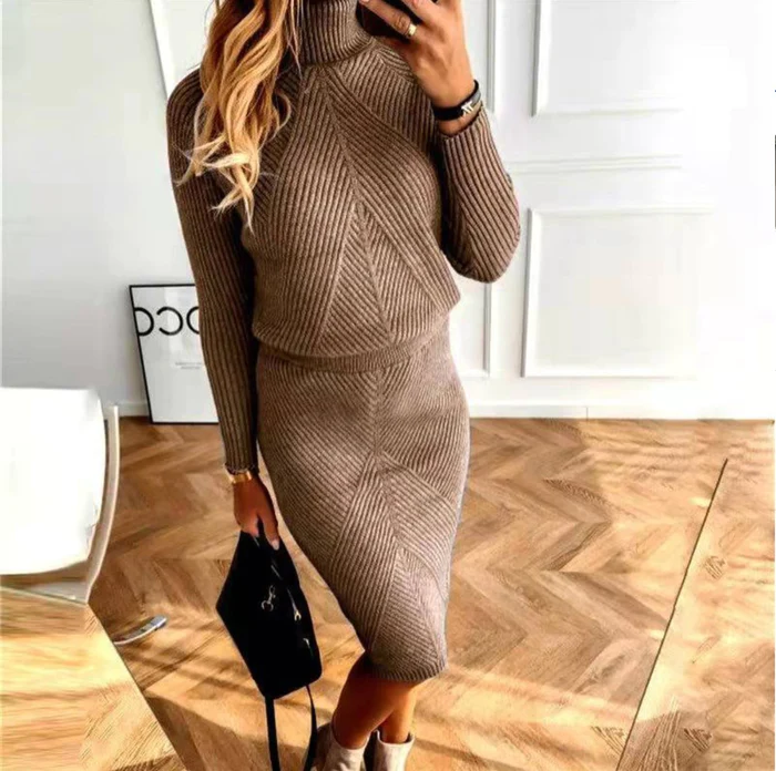 Dames Coltrui Sweater Jurk – Elegant en Comfortabel voor Herfst en Winter