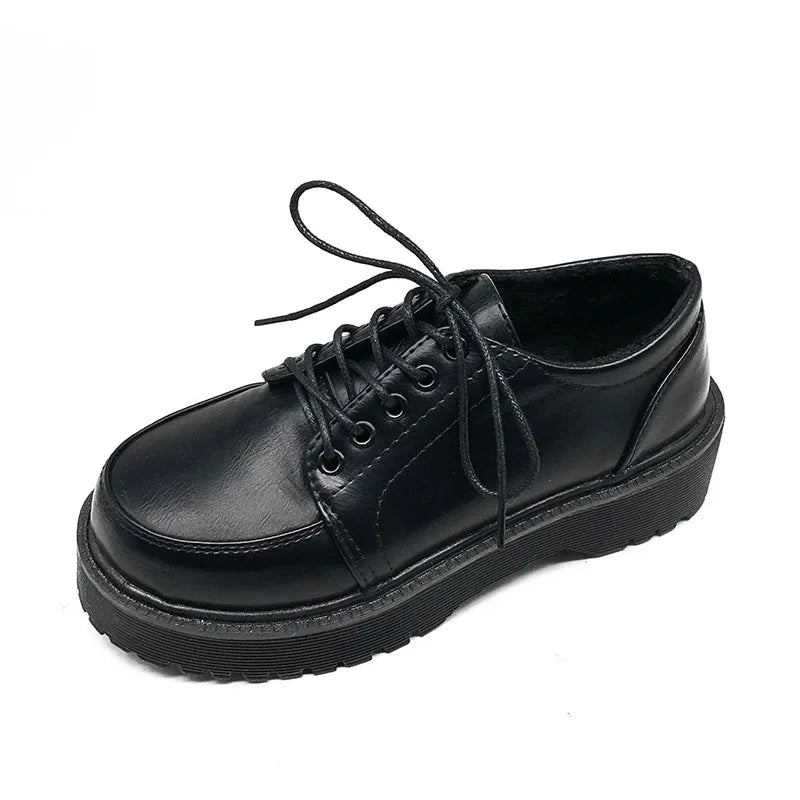 Eleganza Vintage Bruine Platform Oxford Loafers