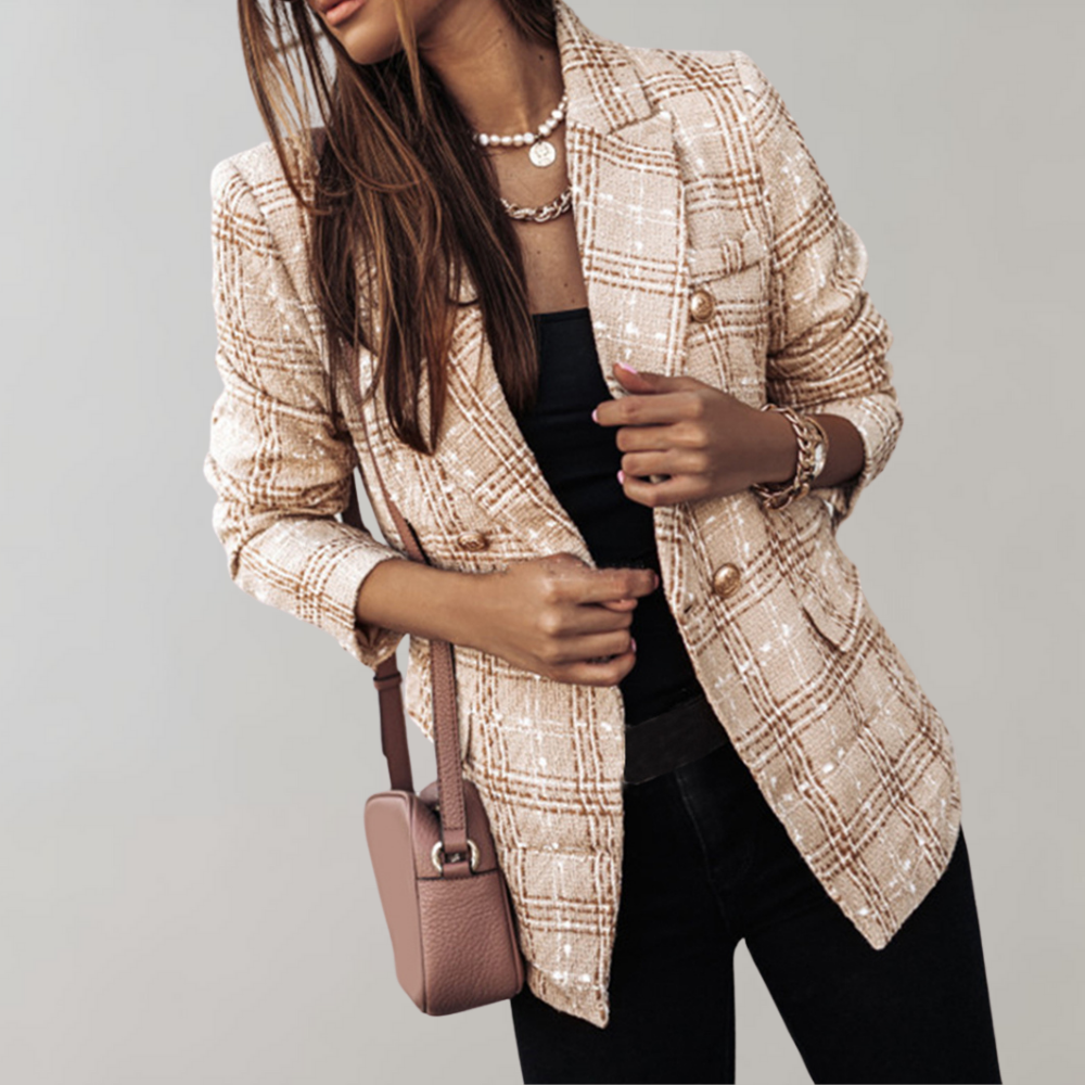 Dames Blazer Geruit Trendy Stijl Isabelle