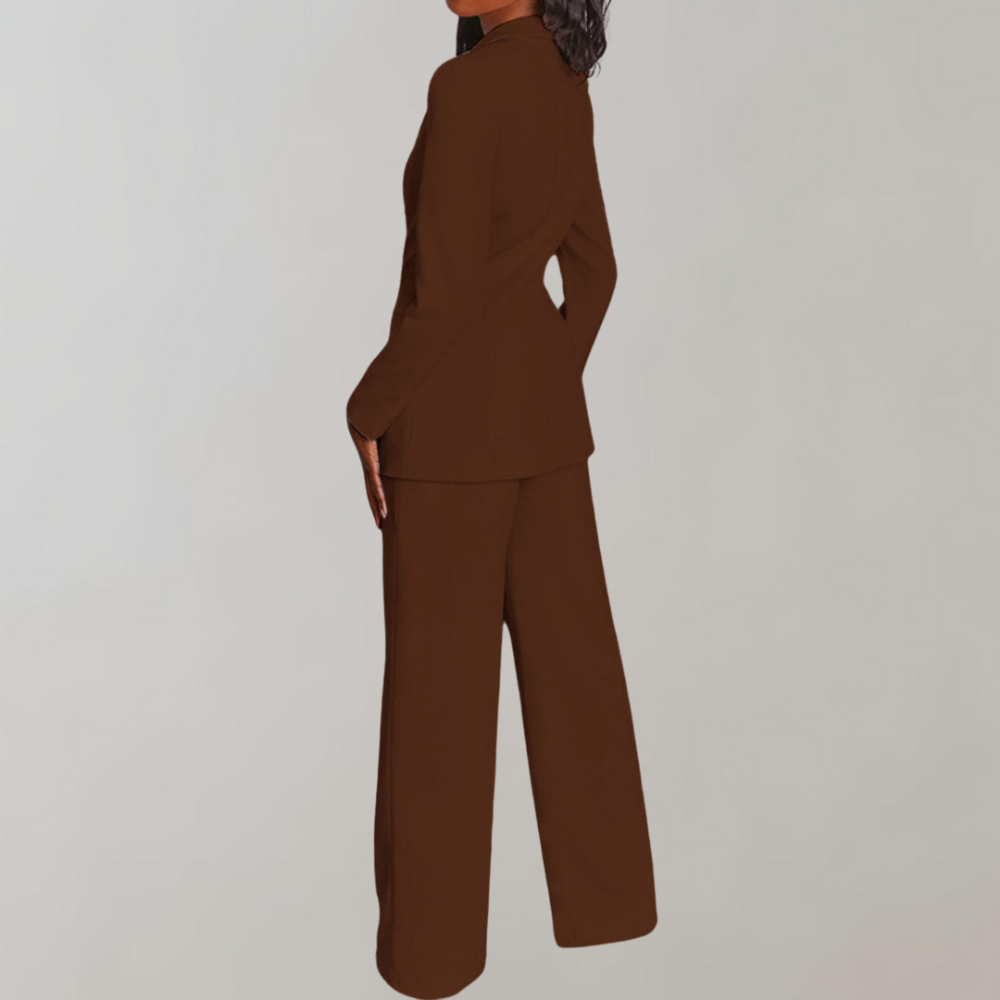 Dames Blazer Broek Set Elegant Zwart Costume