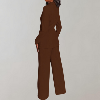 Dames Blazer Broek Set Elegant Zwart Costume