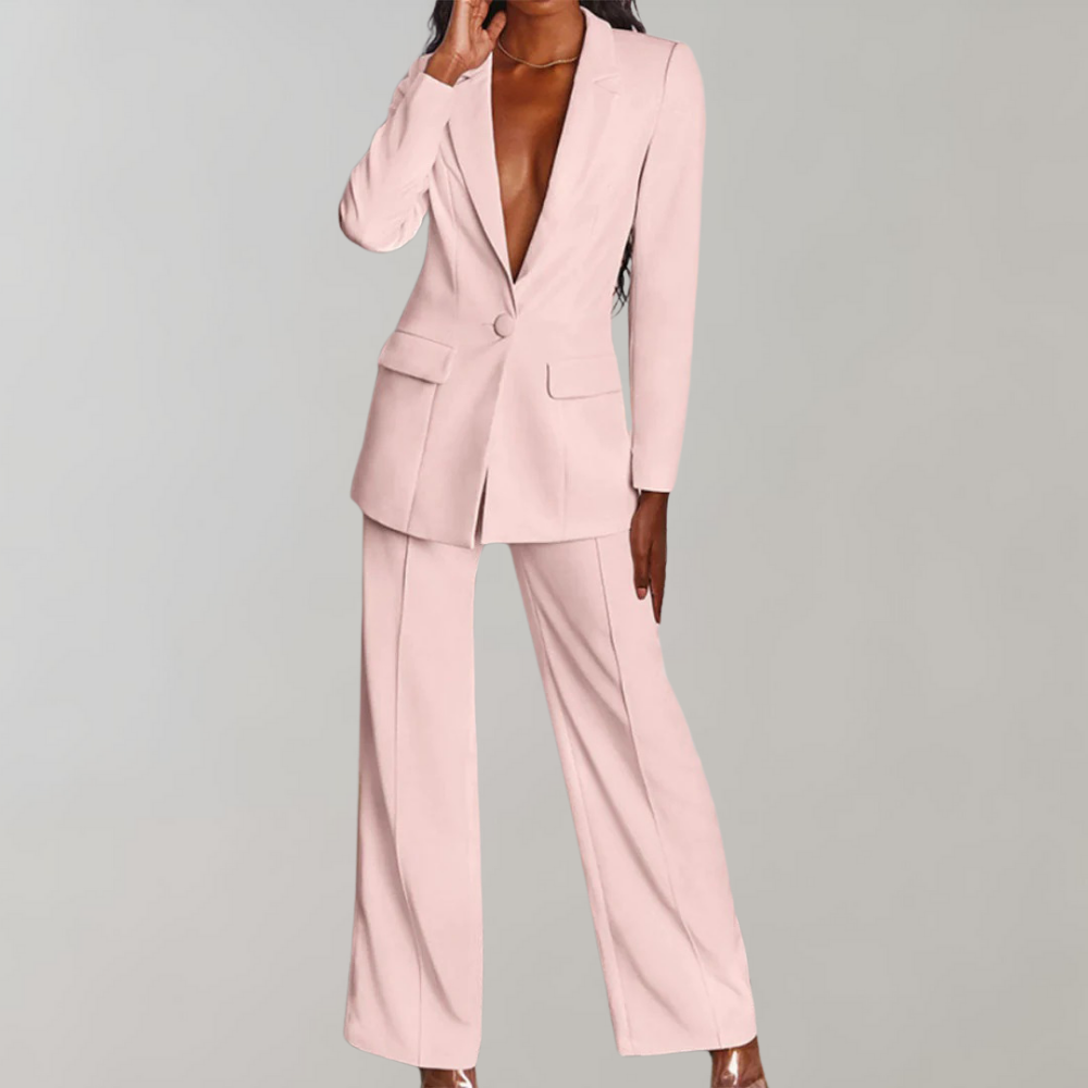 Dames Blazer Broek Set Elegant Zwart Costume