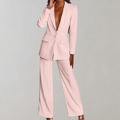 Dames Blazer Broek Set Elegant Zwart Costume