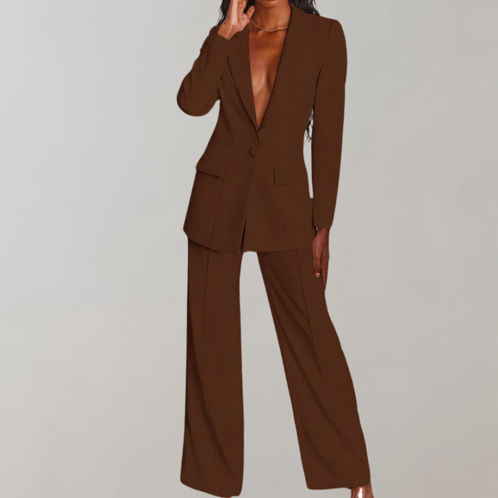 Dames Blazer Broek Set Elegant Zwart Costume