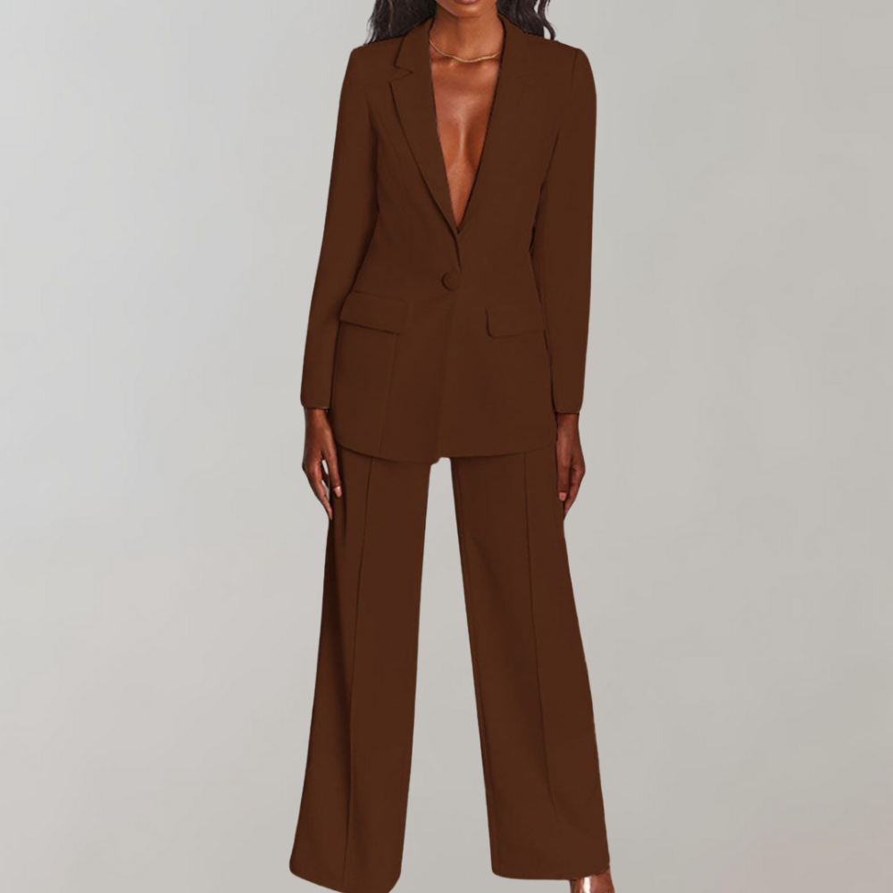Dames Blazer Broek Set Elegant Zwart Costume
