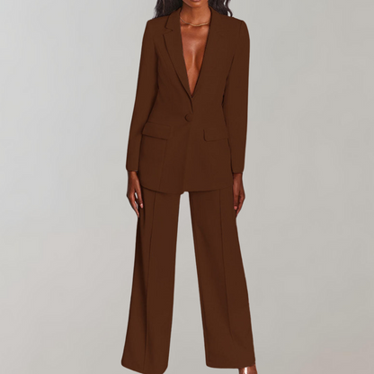 Dames Blazer Broek Set Elegant Zwart Costume