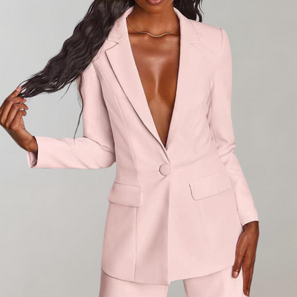 Dames Blazer Broek Set Elegant Zwart Costume