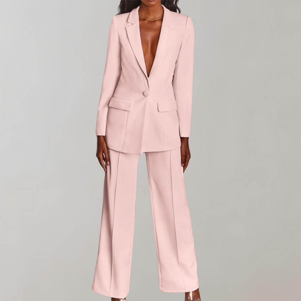 Dames Blazer Broek Set Elegant Zwart Costume